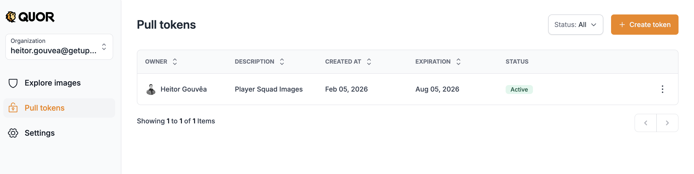 Pull Tokens settings page