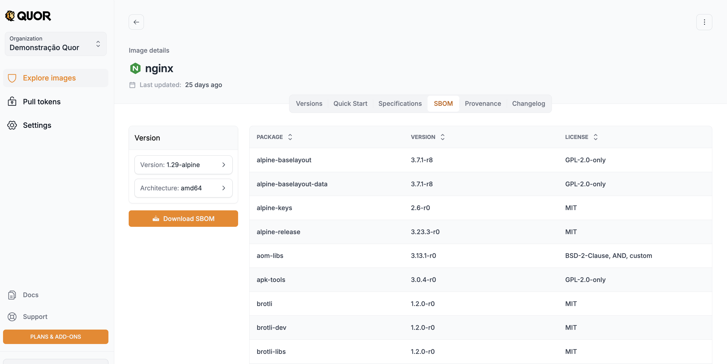 Detalhes da imagem - Versions