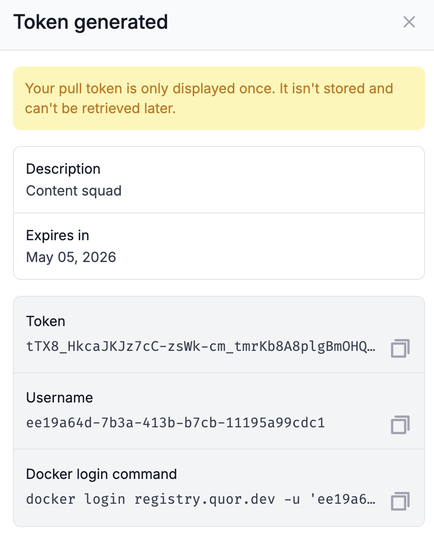 Token generated successfully